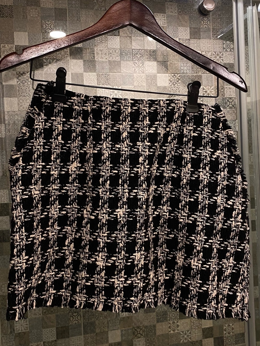 H&M Black and Cream Tweed Mini Skirt
